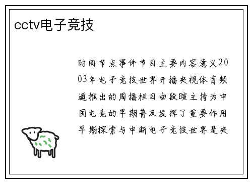 cctv电子竞技